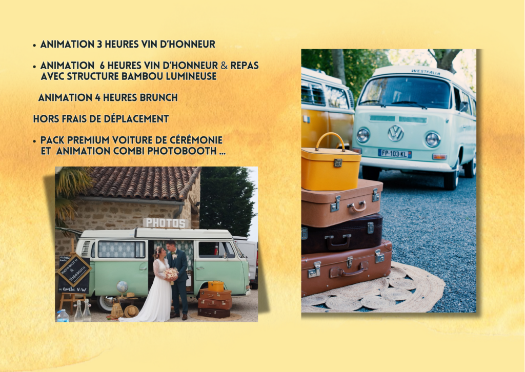 voiture de cérémonie mariage Aveyron lot tarn tarn et Garonne 
avec prestation photo Booth e livre d'or vidé 
mobilier cérémonie laique