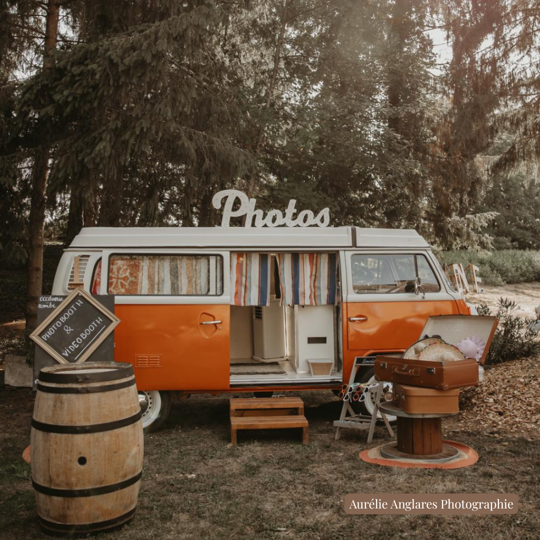 combi t2 Volkswagen orange occitanie mariage événementiel