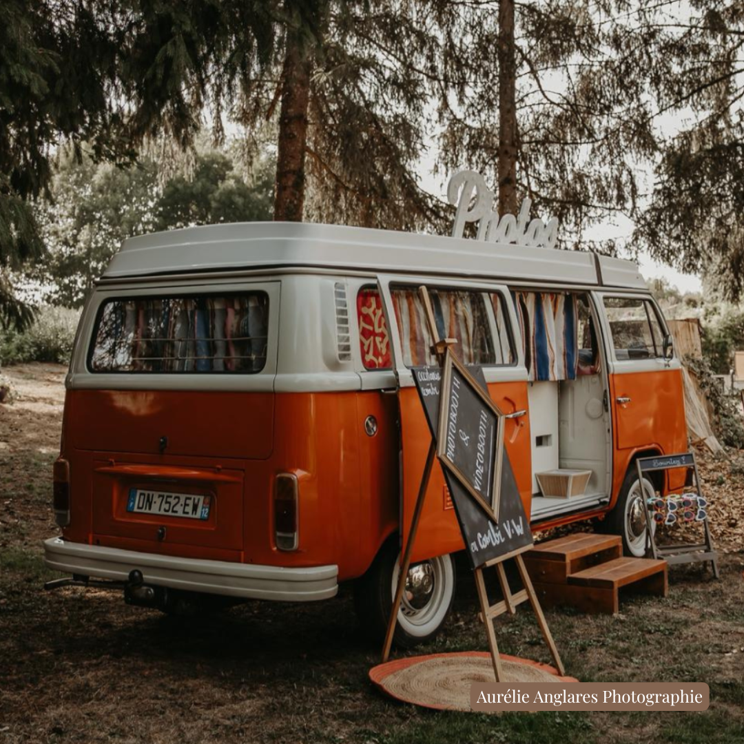 combi t2 Volkswagen orange occitanie mariage événementiel