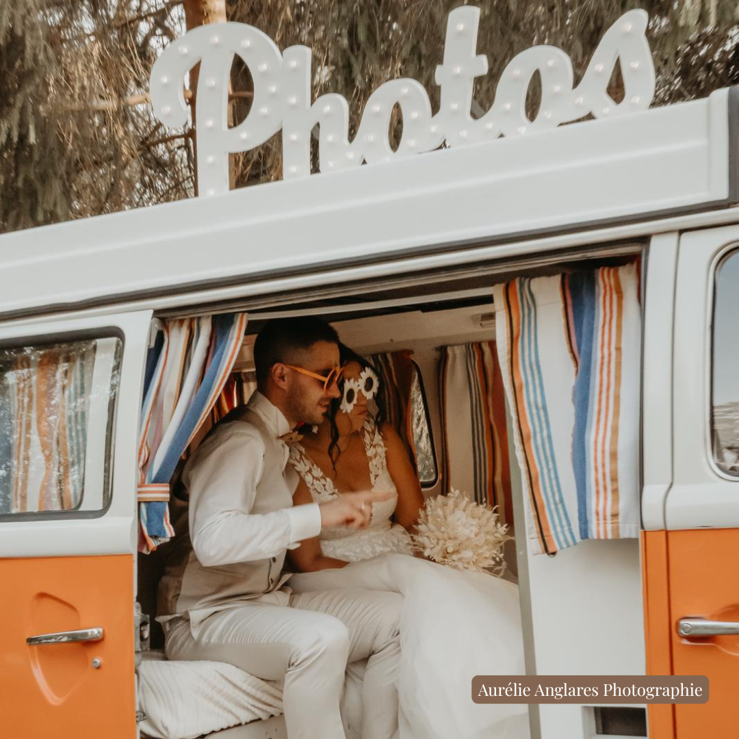 combi t2 Volkswagen orange occitanie mariage événementiel